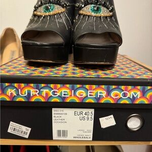 Wore maybe twice. Kurt Geiger Bree Eye Black Leather Heels. Just not my style